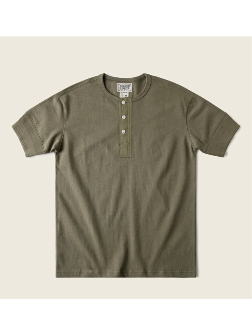 Vintage Short Sleeve Henley T-Shirt - Olive M